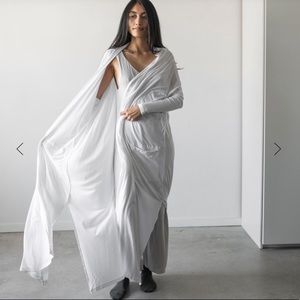 Lunya Pima Long Cardigan in White One Size Robe